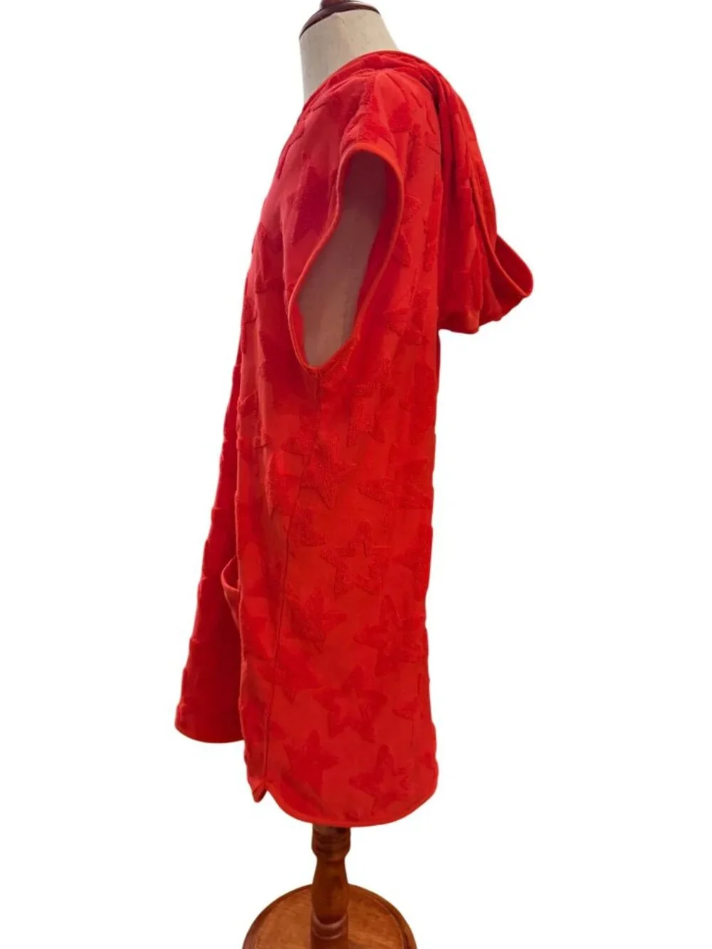 Cat & Jack Girls Cover Up XL 14 Red Star‎ Terry Hooded Swim Beach Dress